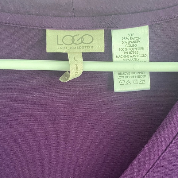 LOGO by Lori Goldstein Purple Tunic with Cream Accents - Picture 2 of 6